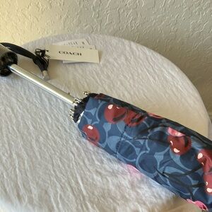 Coach: Blue & Pink Umbrella- Cherry Pattern